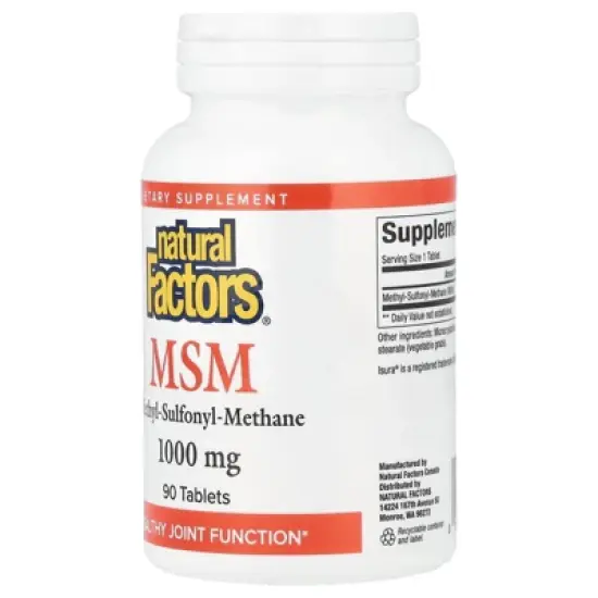 Natural Factors MSM, 1,000 mg, 90 Tablets image {2}
