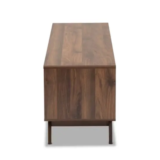 2 Drawer Koji Two-Toned Wood TV Stand for TVs up to 65" Gray/Walnut - Baxton Studio image {3}