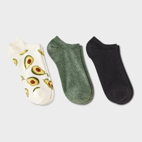 Women's Avocado 3pk Low Cut Socks - A New Day&trade; Ivory/Olive Green/Black 4-10: Tagless Design image {3}