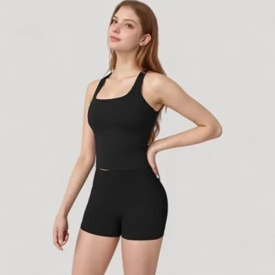 Anna-Kaci Active Women's Square Neck Active Tank Top with Built-In Bra and Racerback Design for Comfort and Movement image {2}