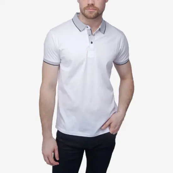 X RAY Men's Short Sleeve Snap-Placket Polo image {12}
