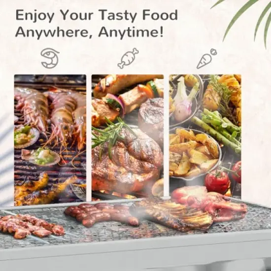 Portable Charcoal Grill, Stainless Steel Folding Outdoor BBQ Grill for Backyard Cooking, Camping, Picnic, Party, Tailgating and Travel with Pan image {8}