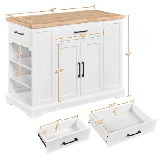 Yaheetech 36&Prime; H Wooden Kitchen Island Modern Storage Cabinet with Drawer image {2}