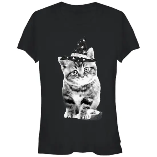 Junior's Lost Gods Halloween Witch Kitten T-Shirt image {3}