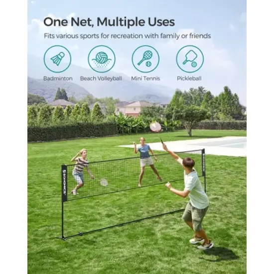 Adjustable Badminton Net for Volleyball & Pickleball, 13ft Wide Foldable Nylon Net with Poles, Indoor Outdoor Use for Kids & Adults image {6}