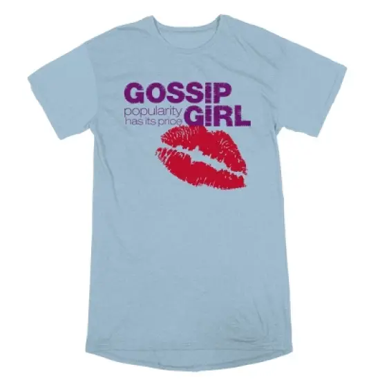 Gossip Girl Lipstick Logo Women&rsquo;s Light Blue Sleep Shirt image {3}