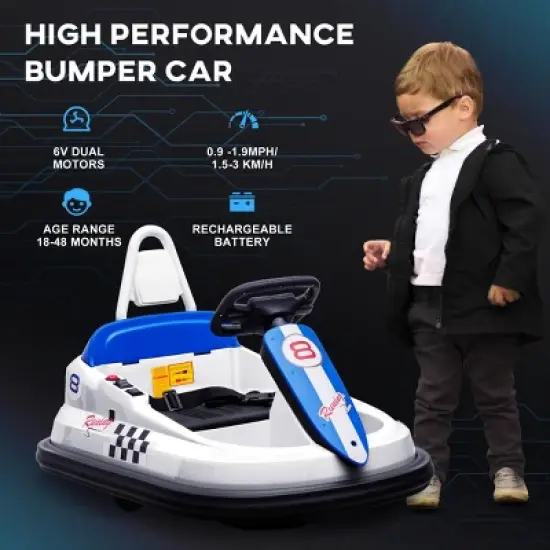INFURNIC Baby Walkers Bumper Car with 360 Degree Rotation and EVA Bumper Edges for Toddlers, White, 29.3"*19"*18.3" image {1}