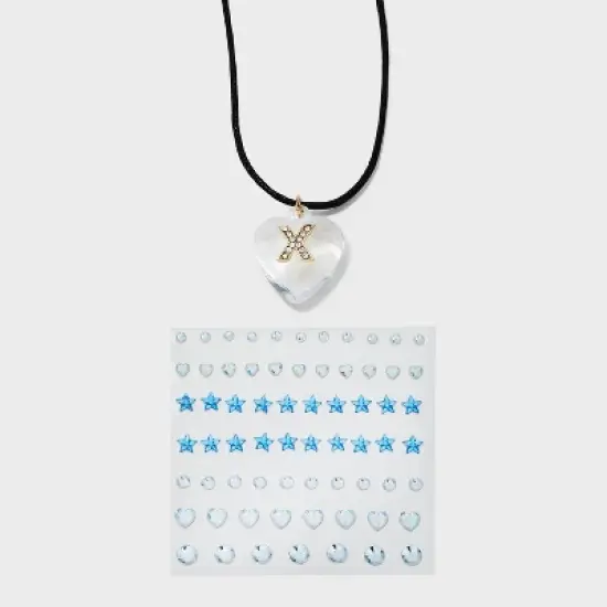 Acrylic Heart with Face Gems Pendant Necklace - Wild Fable&trade; Clear/Black image {27}