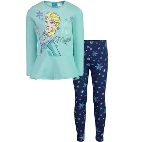 Disney Frozen Princess Anna Elsa Girls Sweatshirt and Leggings Outfit Set Little Kid to Big Kid image {7}