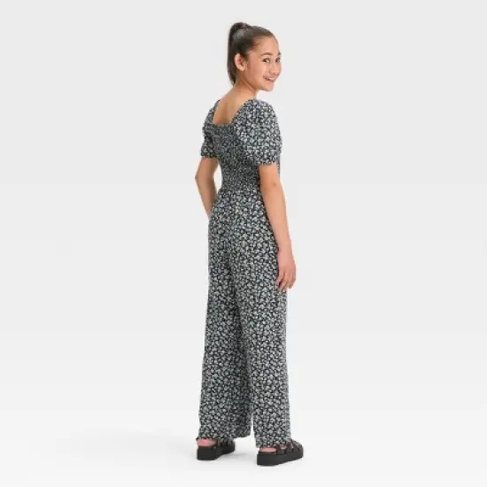 Girls' Short Sleeve Smocked Jumpsuit - art class&trade; image {1}