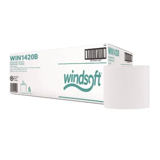 Windsoft Center-Flow Perforated Paper Towel Roll, 7.3 x 15, White, 6 Rolls/Carton image {8}