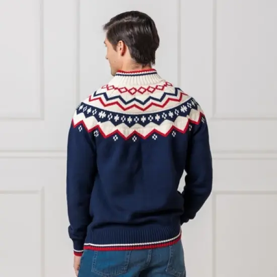 Hope & Henry Men's Half Zip Raglan Fair Isle Sweater image {3}