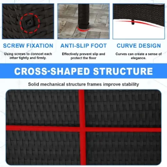 BestMassage 3-Piece Outdoor Patio Furniture Set Rattan Wicker Conversation Set image {4}