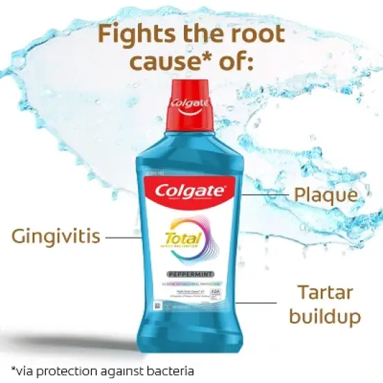 Colgate Total Active Prevention Alcohol-Free Mouthwash - Peppermint - 1L image {1}