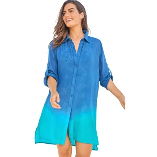 Swim 365 Women&rsquo;s Plus Size Button-Front Swim Cover Up image {6}