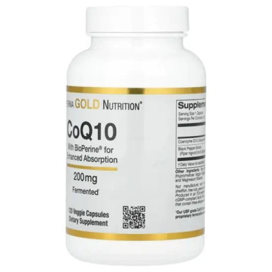 California Gold Nutrition CoQ10 with Bioperine&reg; and Black Pepper Extract, Enhanced Biovailability, 200 mg, 120 Veggie Capsules image {4}