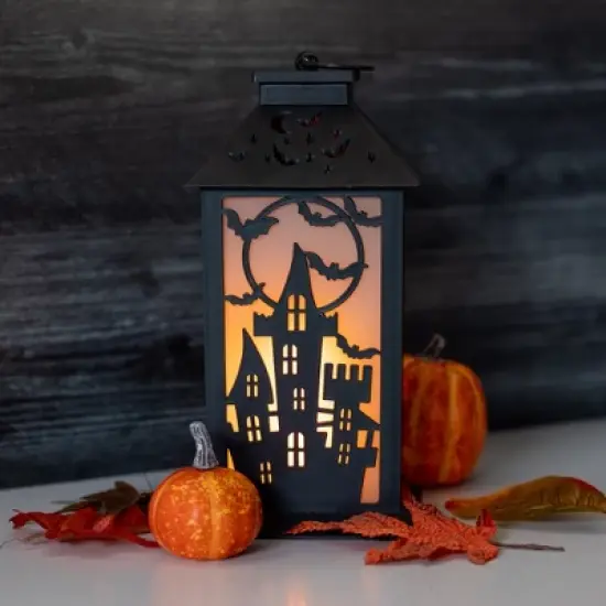 LumaBase Battery-Operated Flame-Effect Halloween Lantern image {3}