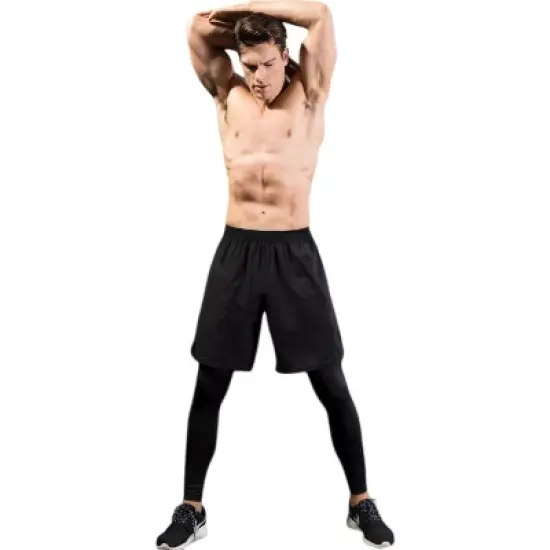 Anna-Kaci Active Men's 2-in-1 Athletic Training Shorts with Built-In Compression Leggings and Elastic Waistband image {8}