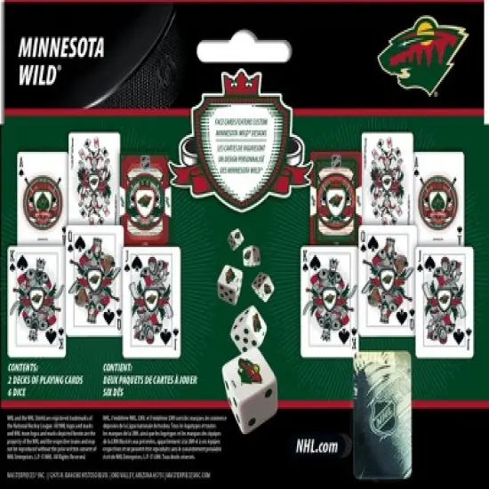 MasterPieces Officially Licensed NHL Minnesota Wild 2-Pack Playing cards & Dice set for Adults image {3}