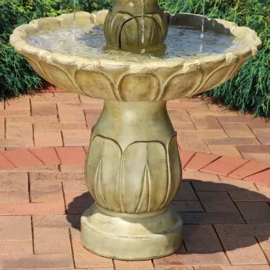 Sunnydaze 46"H Electric Polystone 3-Tier Classic Tulip Outdoor Water Fountain image {8}