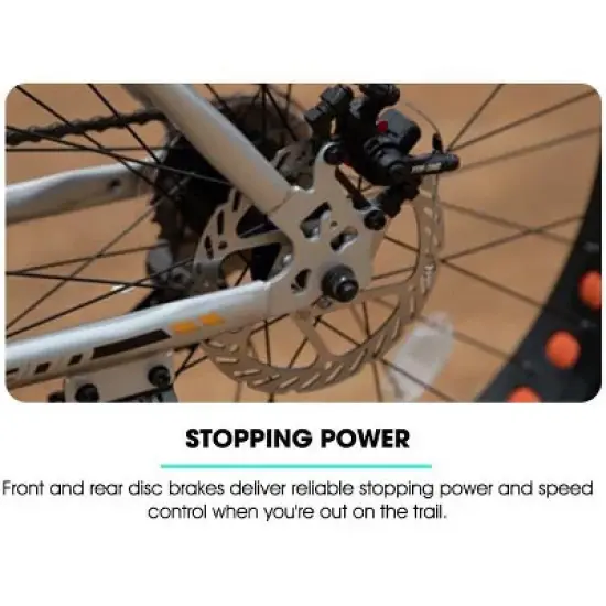 Hiland 20" 24" 26" Fat Tire Mountain Bike, 7-Speed, Disc Brake, Beach and Snow Bicycle image {7}