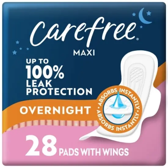 Carefree Maxi Overnight Pads with Wings - 28ct image {9}