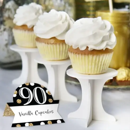 Big Dot of Happiness Adult 90th Birthday - Gold - Birthday Party Tent Buffet Card - Table Setting Name Place Cards - Set of 24 image {3}