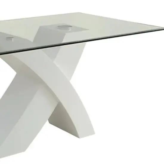 60" Pervis Dining Table White/Clear Glass - Acme Furniture image {3}