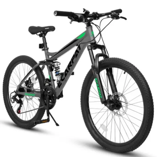 Aukfa 27.5 Inch Full Suspension Mountain Bike - Dual Shock Absorbers, 21-Speed Gears, Mechanical Disc Brakes - Unisex Adult Bike image {6}