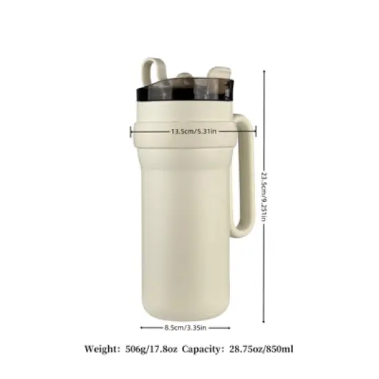 28.75oz/850ml stainless steel insulated water bottle, built-in straw double-drink coffee cup image {7}