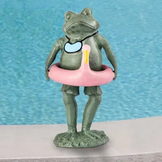 SPI Home Beach Buddy Frog Sculpture &ndash; 19.5-Inch Cast Aluminum Garden Decor with Coastal Theme and Relaxed Pose image {4}