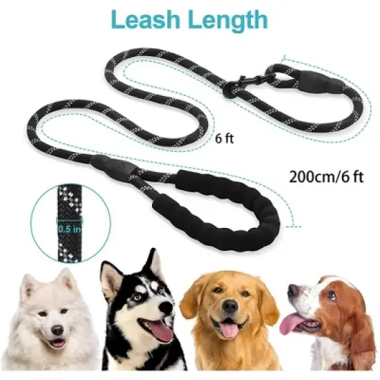 WOPET 6.5 ft Reflective Rope Dog Leash with Padded Handle for Small Medium and Large Dogs image {3}