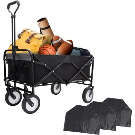 RISOKEYS Collapsible Foldable Beach Wagon Cart with 3pcs Waterproof Liner Bags & Strapping System, 360lbs Capacity,360&deg; All-Terrain Wheels image {8}