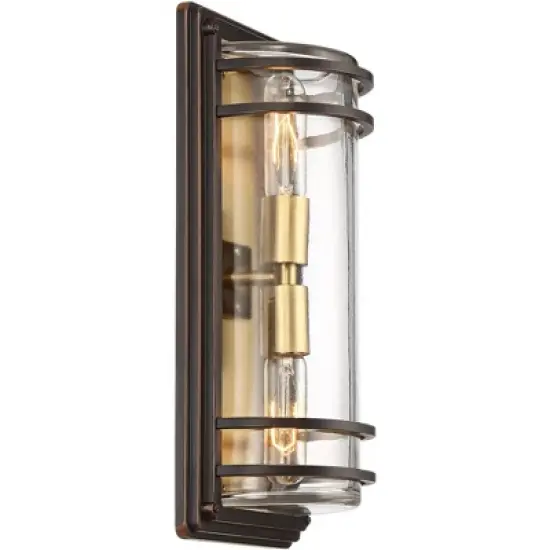 John Timberland Habitat Modern Outdoor Wall Light Fixture Bronze Warm Brass 16" Clear Glass for Post Exterior Barn Deck House Porch Yard Patio Home image {5}