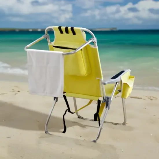 DOMETOUR Heightened Oxford Cloth Silver White Aluminum Tube Bearing 220 LBS Beach Chair Yellow image {16}