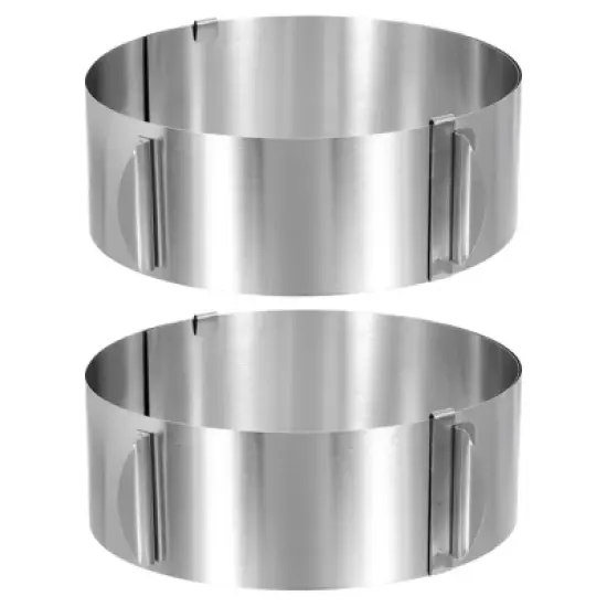 Unique Bargains Stainless Steel Round Adjustable Nonstick Cake Ring 2 Pcs image {7}