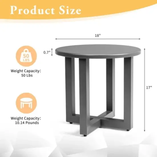 Karl Home Patio Gray Round Metal Side Table image {10}