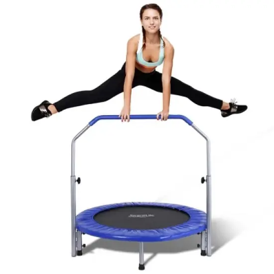 SereneLife Adult Jumping Fitness Trampoline - 40" Foldable Rebounder with Adjustable Handrail, Core Workout Trainer - SLSPT409 image {7}