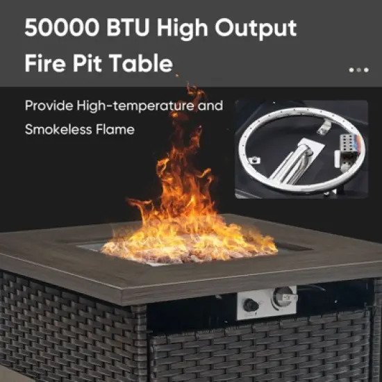 Gymojoy Outdoor Sofa Swivel Chairs with Fire Pit Table image {12}