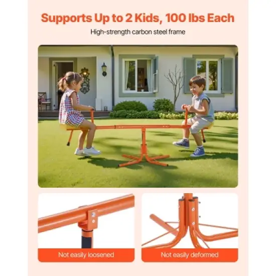 VEVOR Kids Seesaw, 100 lbs Load Capacity per Seat, Sit and Spin Teeter Totter, Swiveling 360 Degrees Rotating for Aged 3+, Orange&Yellow image {4}