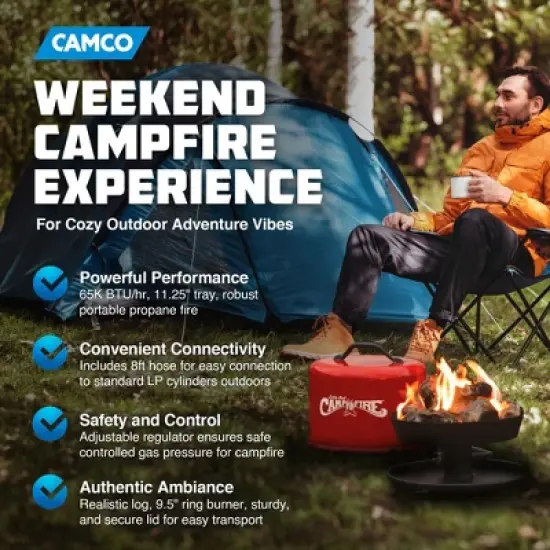 Camco Little Red Outdoor Portable Tabletop Propane Heater Fire Pit image {2}