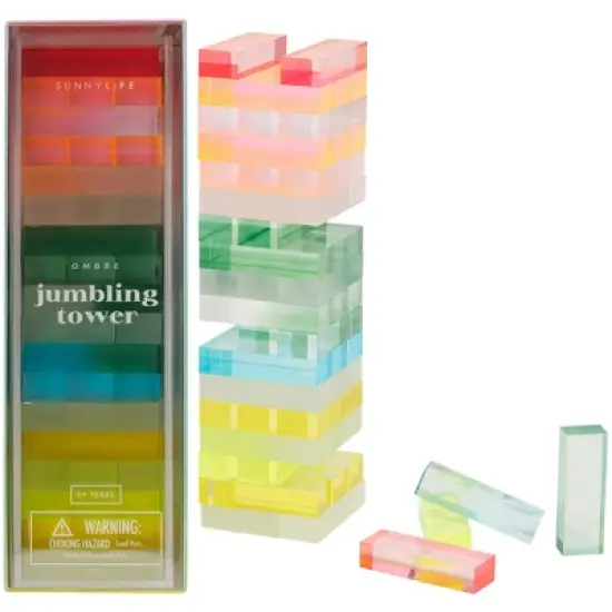 Sunnylife Lucite Jumbling Tower-Ombre Sherbert-Stacking Game, 54 Acrylic Blocks image {5}