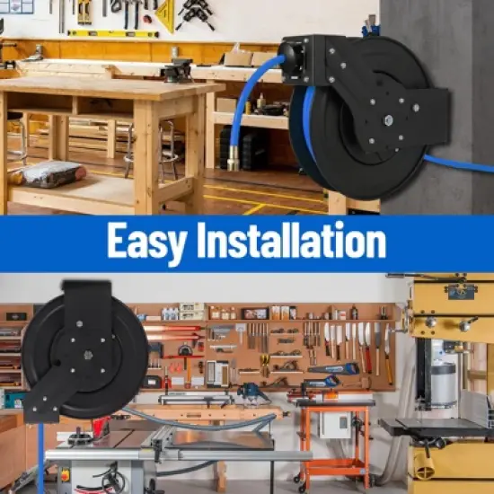 Auto Rewind Air Compressor Hose Reel 25FT 3/8" 300PSI | Commercial-Grade Dual Wall Mount Brackets + Tangles-Free Hybrids Hose image {5}