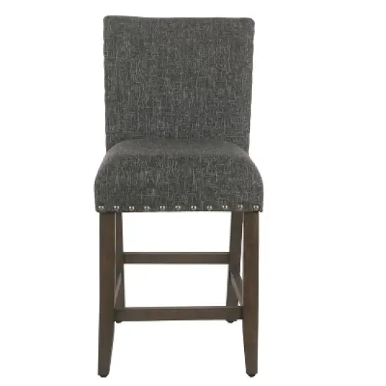 24" Upholstered Counter Height Barstool with Nailheads - HomePop image {10}