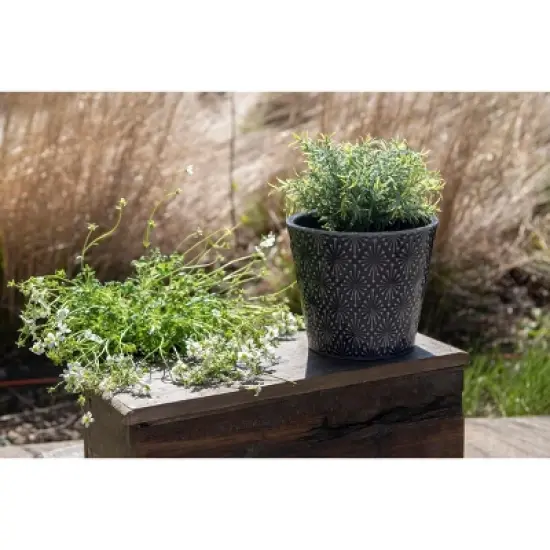 Blue Diamond Burst Pattern Glazed Ceramic Planter - Foreside Home & Garden image {3}