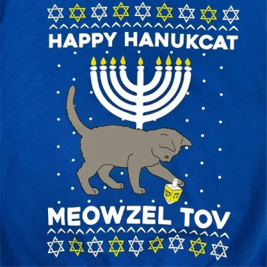 Men's IML Meowzel Tov Hanukkah Graphic Pullover Sweatshirt - Royal Blue image {2}