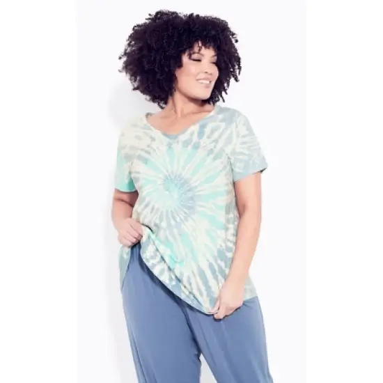 Women's Plus Size Miya Tie Dye Top - Aqua |  ZIM & ZOE image {1}