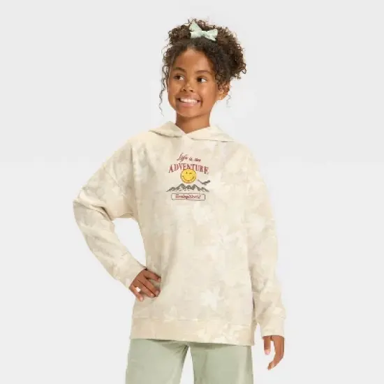 Girls' SmileyWorld Adventure Oversized Hooded Fleece Sweatshirt - Camo image {4}