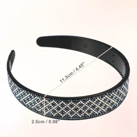 Unique Bargains Women's No Slip Rhinestone Wide-brimmed Headband 4.45"x0.98" Deep Blue 1 Pc image {4}