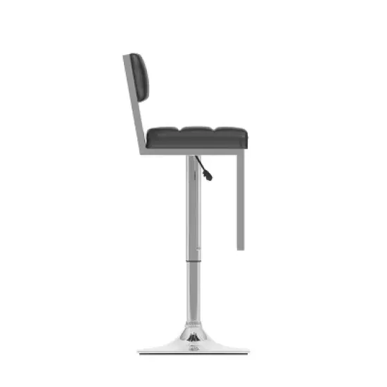 Set of 2 Adjustable Square Tufted Leatherette Barstool - Corliving image {3}
